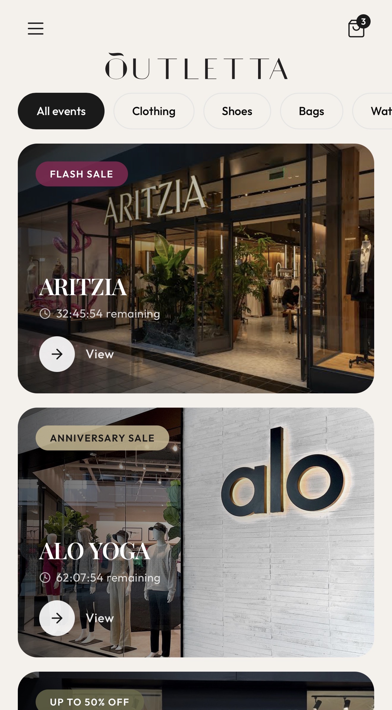 Storedropz storefront home showing live drop events with countdown timers
